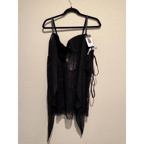 OhlalaCheri Lace Babydoll Functional Shelf Cup G-String Black Size 3X/4X‎ 1862 - Picture 1 of 8